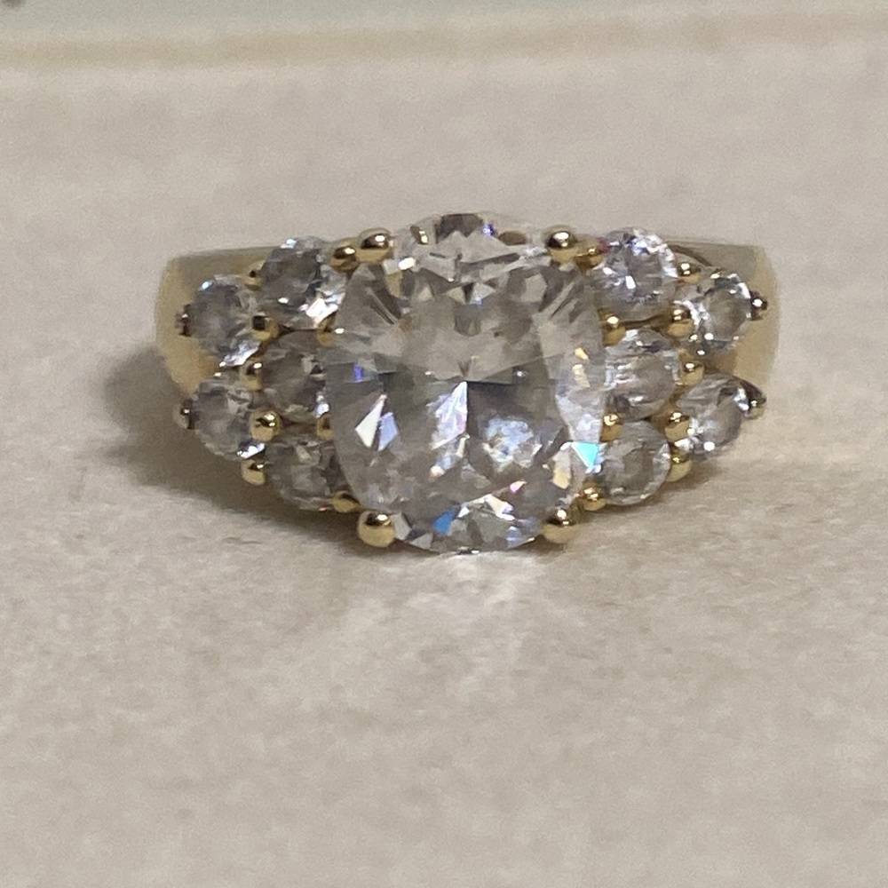 14K Yellow Gold Large CZ Ring